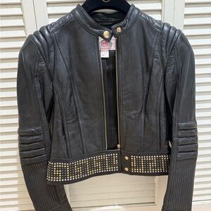 AUTHENTIC VERSACE x H&M Black Studded Leather Jacket